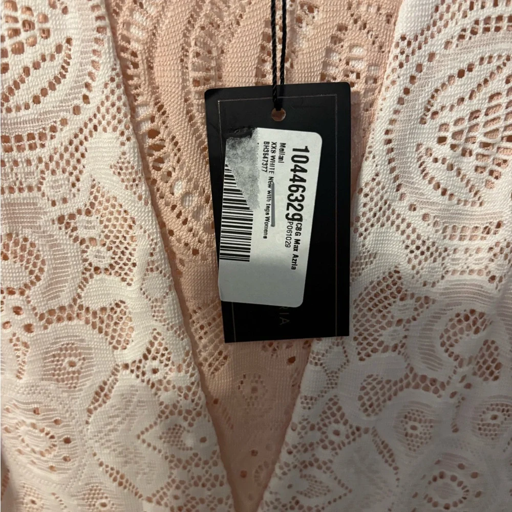 BCBGMAXAZRIA “Meilani” Lace Dress XXS NWT Blush Pink/White High-Low - Picture 2 of 11